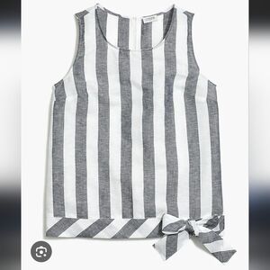 J. Crew Linen Striped Tie Waist Top